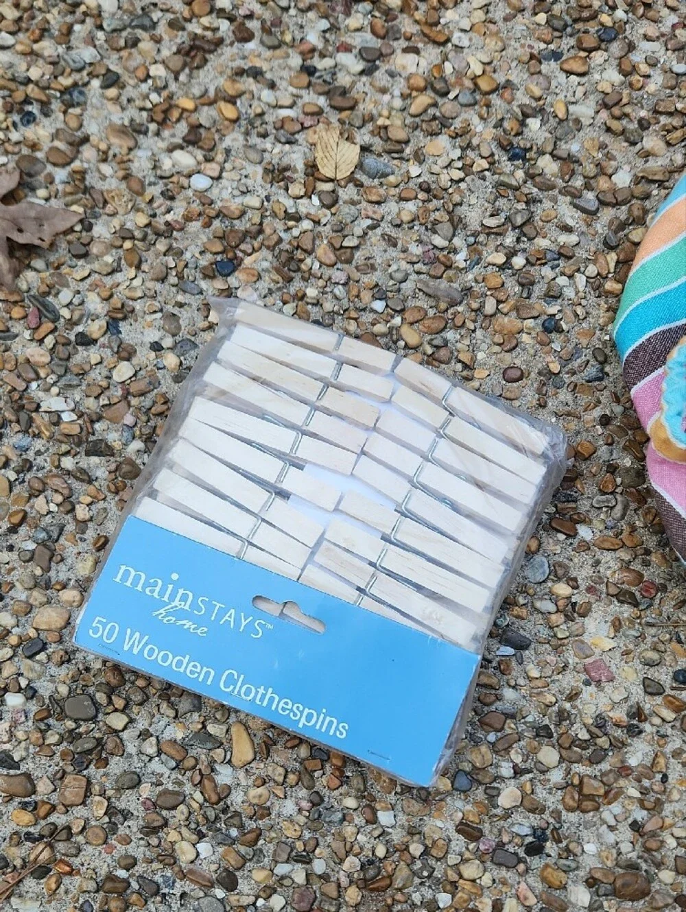 Draw String Striped Bag With Clothes Pins Along With 50+ Clothes Pins
